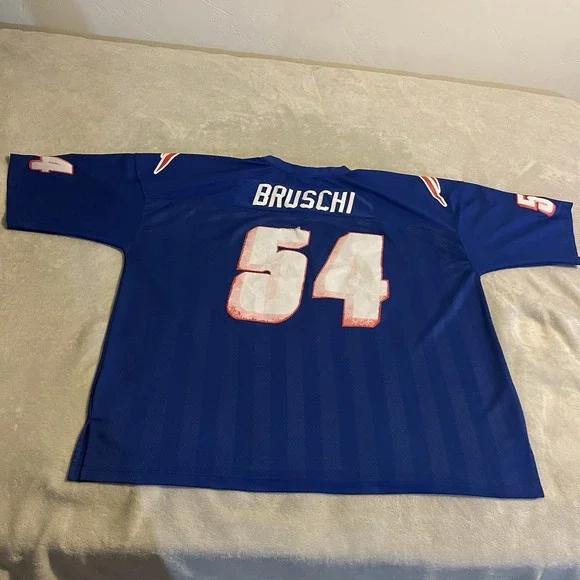 New England Patriots Jersey Men 4XL Blue 1996 Tedy Bruschi